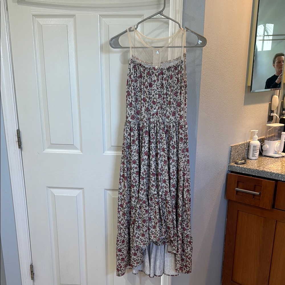 Red and White A-line Maxi Skirt for Casual Resort Wear